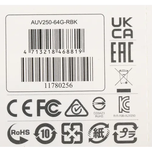 Флеш Диск A-Data 64Gb UV250 AUV250-64G-RBK USB2.0 серебристый