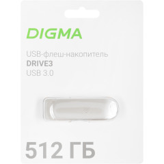 Флеш Диск Digma 512Gb DRIVE3 DGFUM512A30SR USB3.0 серебристый