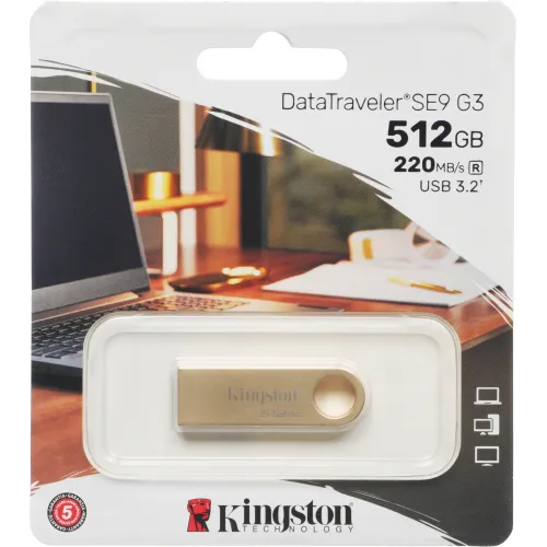 Флеш Диск Kingston 512GB DataTraveler SE9 DTSE9G3/512GB USB3.0 золотистый