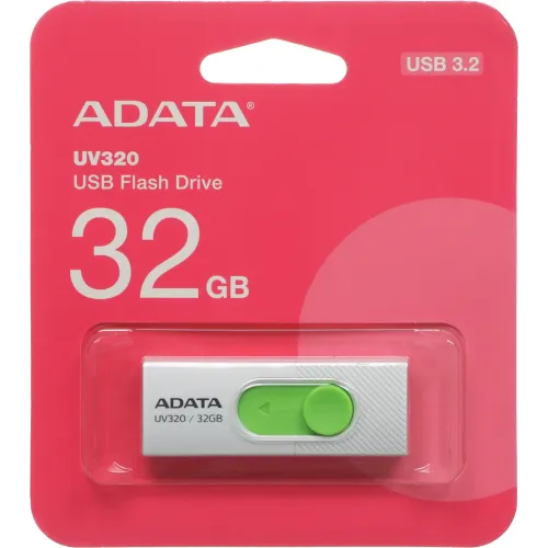 Флеш Диск A-Data 32GB UV320 AUV320-32G-RWHGN USB3.2 белый/зеленый