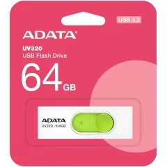 Флеш Диск A-Data 64GB UV320 AUV320-64G-RWHGN USB3.2 белый/зеленый