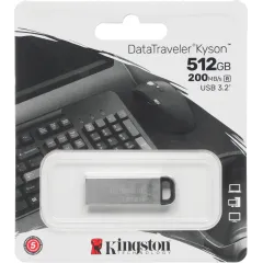 Флеш Диск Kingston 512GB DataTraveler Kyson DTKN/512GB USB3.0 серебристый/черный
