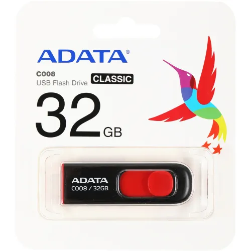 Флеш Диск A-Data 32Gb Classic C008 AC008-32G-RKD USB2.0 красный/черный