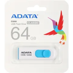 Флеш Диск A-Data 64GB Classic C008 AC008-64G-RWE USB2.0 синий/белый