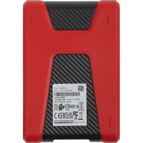 Жесткий диск A-Data USB3.0 1TB AHD650-1TU31-CRD HD650 DashDrive Durable 2.5" красный