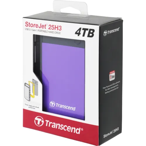Жесткий диск Transcend USB3.0 4TB TS4TSJ25H3P StoreJet 25H3 (5400rpm) 2.5" фиолетовый