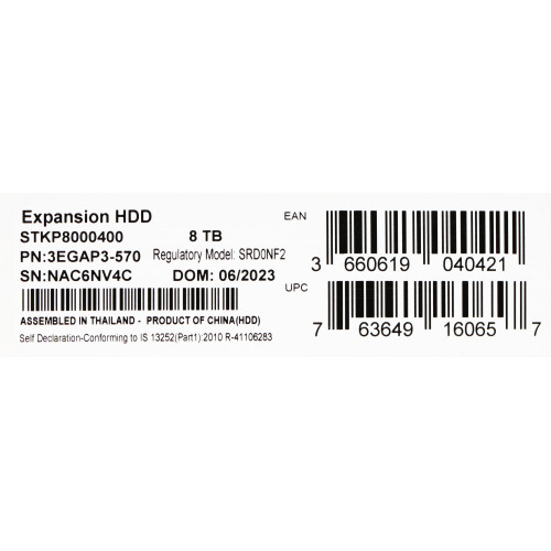 Жесткий диск Seagate USB3.0 8TB STKP8000400 Expansion 3.5" черный