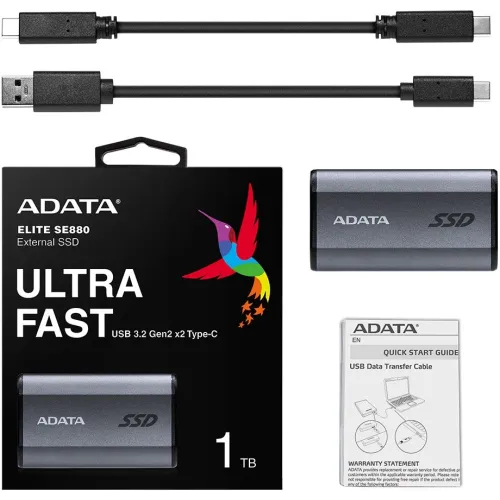 Накопитель SSD A-Data USB-C 1Tb AELI-SE880-1TCGY SE880 2.5" серый