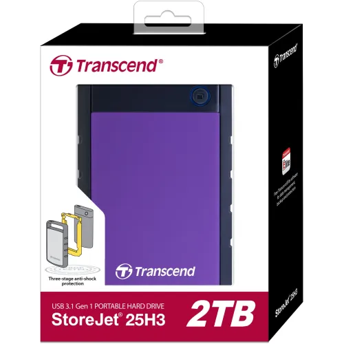 Жесткий диск Transcend USB3.0 2TB TS2TSJ25H3P StoreJet 25H3P (5400rpm) 2.5" фиолетовый
