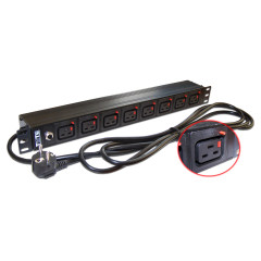 Блок распределения питания Lanmaster TWT-PDU-16A8C9L-3.0 верт.размещ. 8xC19 базовые 16A Schuko 3м