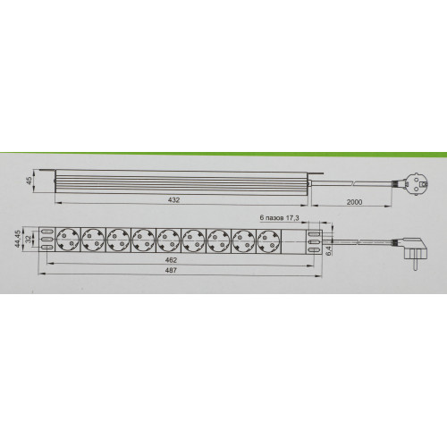 Блок распределения питания ITK PH12-8D1-P гор.размещ. 8xSchuko базовые 16A Schuko 2м