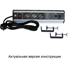 Блок распределения питания Lanmaster LAN-WA-DC/3G+2UC+2C6 гор.размещ. 3xSchuko 2xUSB 2xRJ45 базовые 16A Schuko 3м