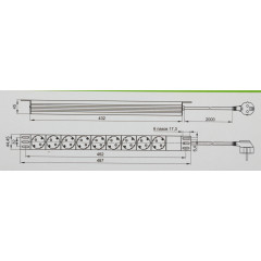 Блок распределения питания ITK PH12-7D1-P гор.размещ. 7xSchuko базовые 16A Schuko 2м