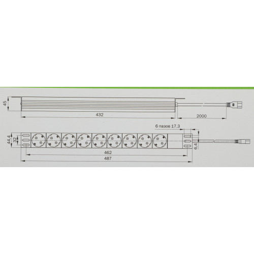 Блок распределения питания ITK PH22-9D2-P гор.размещ. 9xSchuko базовые 10A C14 2м