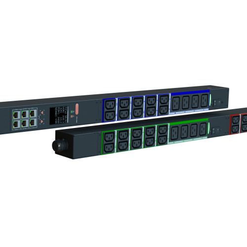 Блок распределения питания Elemy IPDU-5936 верт.размещ. 12xC19 30xC13 с мониторингом 3x16A IEC 60309 2.4м