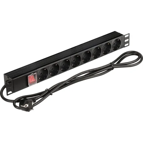 Блок распределения питания Lanmaster NM-PD16A-8XSH+S-2.0 гор.размещ. 8xSchuko базовые 16A Schuko 2м