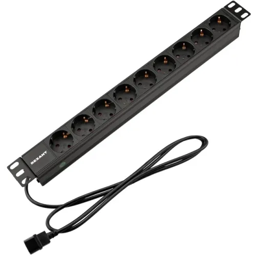 Блок распределения питания Rexant 04-0305-1 гор.размещ. 9xSchuko базовые 10A C14 2м