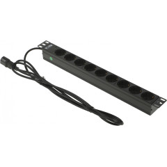 Блок распределения питания Lanmaster TWT-PDU19-10A9P4-3.0 гор.размещ. 9xSchuko базовые 10A C14 3м