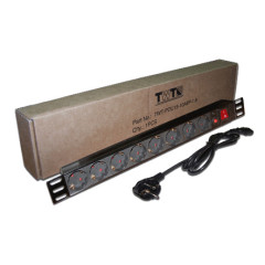 Блок распределения питания Lanmaster TWT-PDU19-10A8P-3.0 гор.размещ. 8xSchuko базовые 10A Schuko 3м