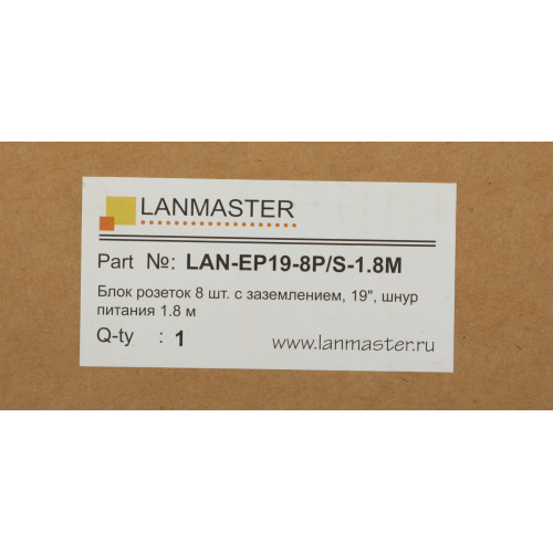 Блок распределения питания Lanmaster LAN-EP19-8P/S-1.8M гор.размещ. 8xSchuko базовые 10A Schuko 1.8м