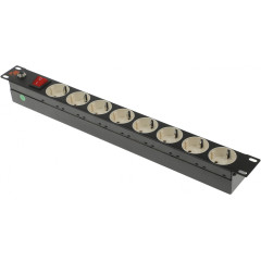 Блок распределения питания Lanmaster LAN-EP19-8P/S-1.8M гор.размещ. 8xSchuko базовые 10A Schuko 1.8м