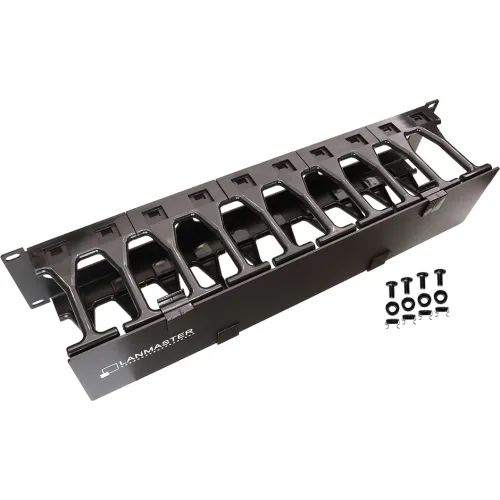 Кабельный органайзер горизонтальный Lanmaster LAN-ORG-PF/S-2U односторонний пальцы 2U шир.:19"