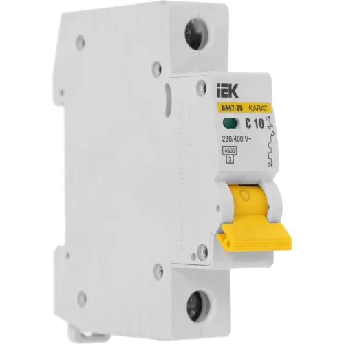 Выключатель автоматический IEK MVA20-1-010-C ВА47-29 10A тип C 4.5kA 1П 230/400В 1мод белый (упак.:1шт)
