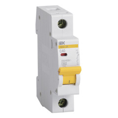 Выключатель автоматический IEK MVA20-1-040-C ВА47-29 40A тип C 4.5kA 1П 230/400В 1мод белый (упак.:1шт)
