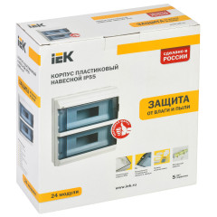 Щит распределительный IEK MKP72-N3-24-55 КМПн-24 IP55 для установки модульных устройств навесной 306мм 108мм 328мм 660B 24мод. пластик IP55 белый (упак.:1шт)