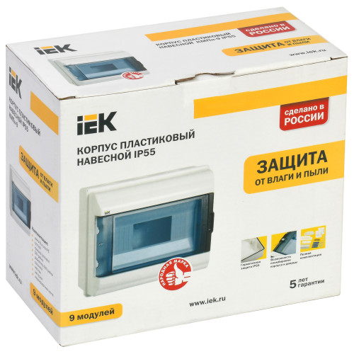 Щит распределительный IEK MKP72-N3-09-55 КМПн-9 IP55 для установки модульных устройств навесной 235мм 108мм 198мм 660B 9мод. пластик IP55 белый (упак.:1шт)