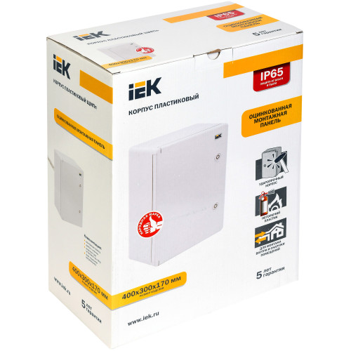 Щит распределительный IEK MKP93-N-403017-65 ЩМПп для установки силового оборудования навесной 300мм 170мм 400мм 230B 100A пластик IP65 серый антивандальный (упак.:1шт)