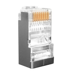 Коннектор Hyperline (PLUG-8P8C-U-C6-SH-100) FTP кат.6 RJ45 прозрачный (упак.:100шт)
