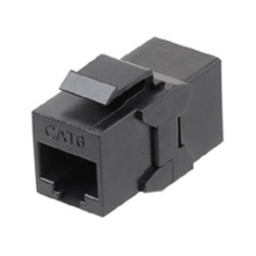 Адаптер Hyperline CA2-KJ-C6-BK проходн.RJ45 кат.6 UTP черн. (упак.:1шт)