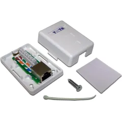 Розетка Lanmaster TWT-SM1-45/S-WH настен.RJ45 1 кат.5E STP бел.