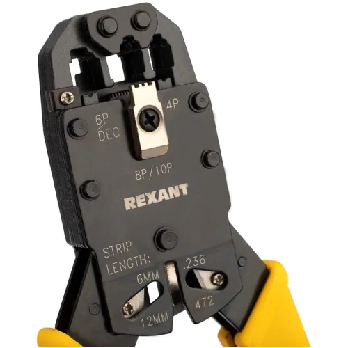 Инструмент обжимной Rexant HT-200R 12-3442 для RJ-45/RJ-12/RJ-11 желтый