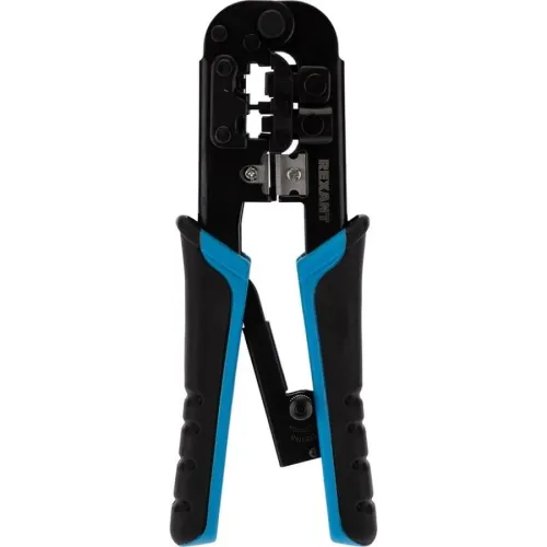 Инструмент обжимной Rexant HT-568R 12-3432-1 для RJ-45/RJ-12/RJ-11 (упак:1шт) черный/синий