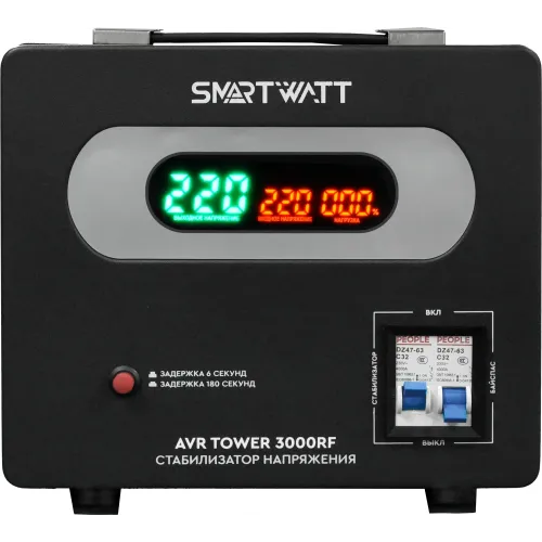 Стабилизатор напряжения Smartwatt AVR Tower 3000RF 3000ВА черный