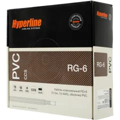 Кабель коаксиальный Hyperline COAX-RG6-100 RG-6 FTP PVC внутренний 100м черный