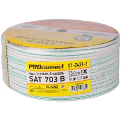 Кабель коаксиальный PROconnect 01-2431-6 SAT 703 FTP 75Om PVC внутренний 100м белый