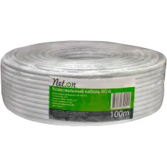 Кабель коаксиальный NetOn CCS 109L RG-6 75Om PVC внутренний 100м белый