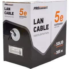 Кабель информационный PROconnect 01-0045-3 кат.5E UTP 4 пары 24AWG PE внешний 305м черный
