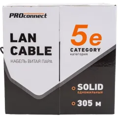 Кабель информационный PROconnect 01-0045-3 кат.5E UTP 4 пары 24AWG PE внешний 305м черный