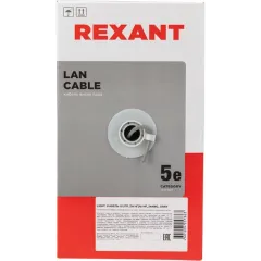 Кабель информационный Rexant 01-0059 кат.5E UTP 4 пары 24AWG нг(А)-HF внутренний 305м серый