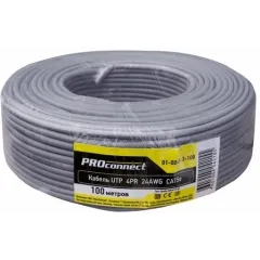 Кабель информационный PROconnect 01-0043-3-100 кат.5E UTP 4 пары 24AWG PVC внутренний 100м серый