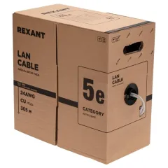 Кабель информационный Rexant 01-0146-R кат.5E F/UTP 4 пары 24AWG PE внешний 305м черный