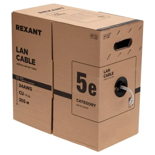 Кабель информационный Rexant 01-0146-R кат.5E F/UTP 4 пары 24AWG PE внешний 305м черный