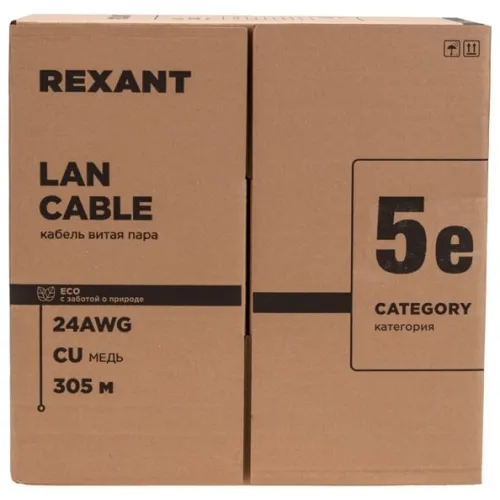 Кабель информационный Rexant 01-0146-R кат.5E F/UTP 4 пары 24AWG PE внешний 305м черный