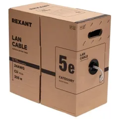 Кабель информационный Rexant 01-0143-R кат.5E F/UTP 4 пары 24AWG PVC внутренний 305м серый