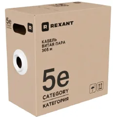 Кабель информационный Rexant 01-0143-R кат.5E F/UTP 4 пары 24AWG PVC внутренний 305м серый