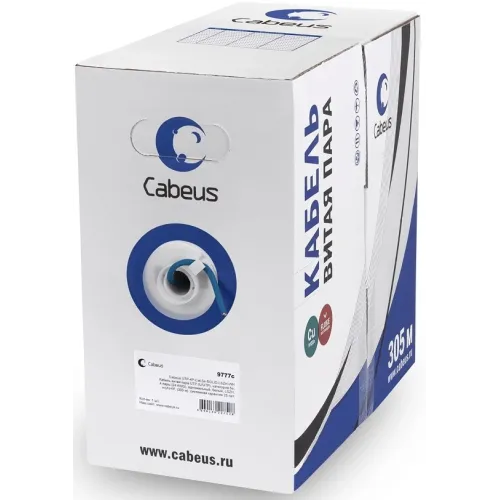 Кабель информационный Cabeus UTP-4P-Cat.5e-SOLID-LSZH-BL кат.5E U/UTP 4 пары LSZH внутренний 305м синий